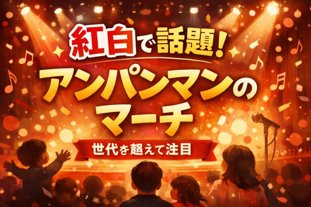 紅白歌合戦でアンパンマンのマーチが特別企画として歌唱されるイメージ