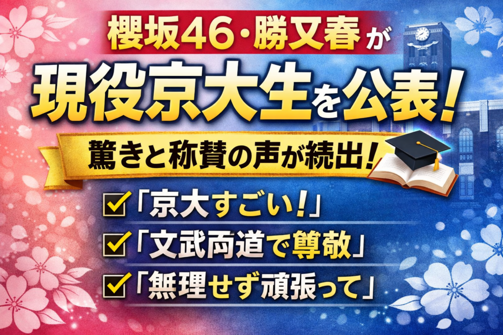 櫻坂46の勝又春が京大生であることを公表したニュースをイメージした画像