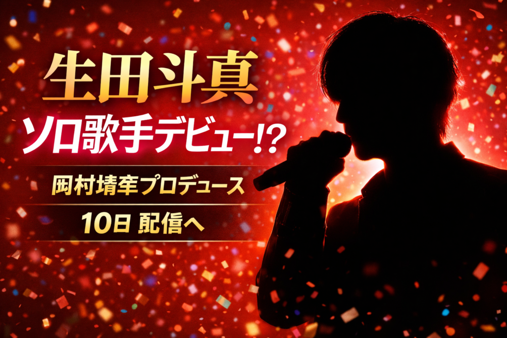 生田斗真のソロ歌手デビュー発表と岡村靖幸プロデュースを伝えるイメージ