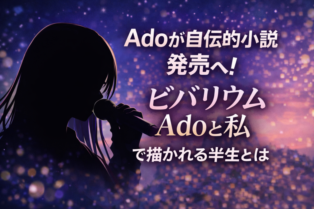 Adoの自伝的小説『ビバリウム Adoと私』発売決定を伝えるイメージ