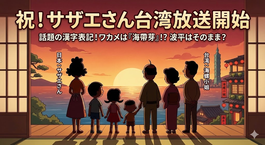台湾版サザエさんの漢字表記が話題になっていることをイメージしたアイキャッチ画像