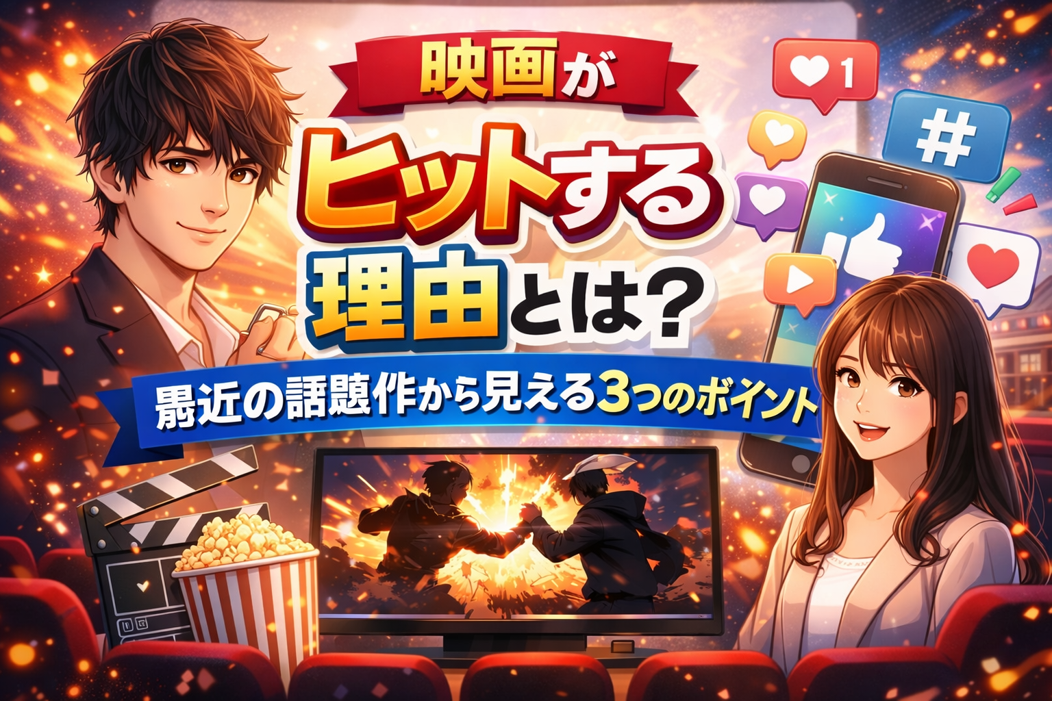 映画がヒットする理由をSNSトレンドや人気作品の共通点から解説したアイキャッチ画像