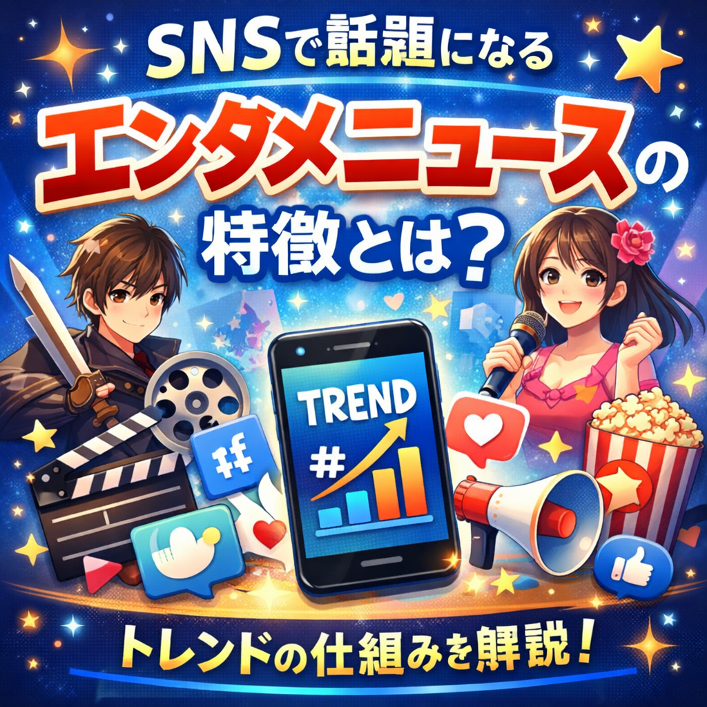 SNSで話題になるエンタメニュースの特徴やトレンドの仕組みを解説したアイキャッチ画像