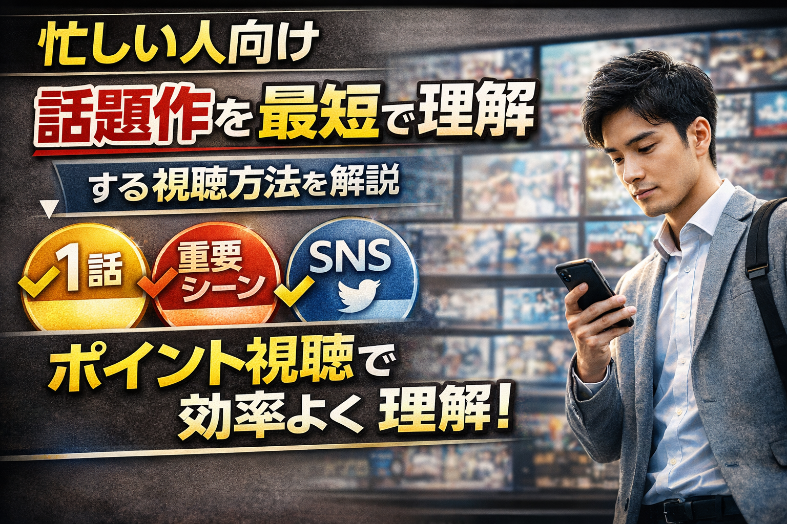 話題作を最短で理解する視聴方法を解説するアイキャッチ画像