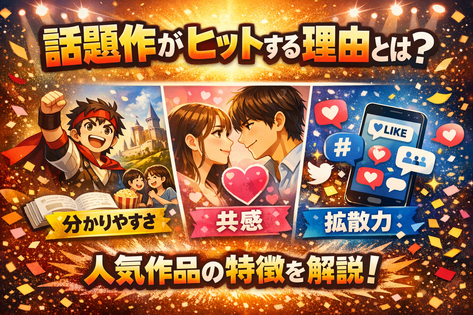 話題作がヒットする理由と人気作品の特徴を3つの視点で解説するアイキャッチ画像