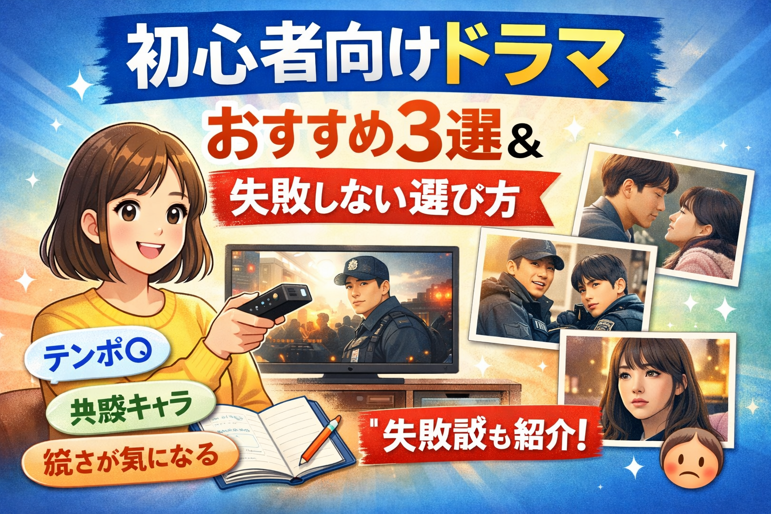 初心者向けドラマおすすめ3選と失敗しない選び方を体験ベースで解説したイメージ画像