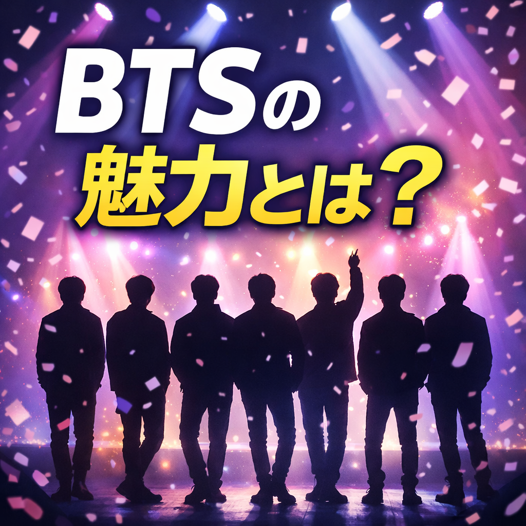 BTSの魅力を初心者向けに解説したライブ風シルエットのイメージ画像