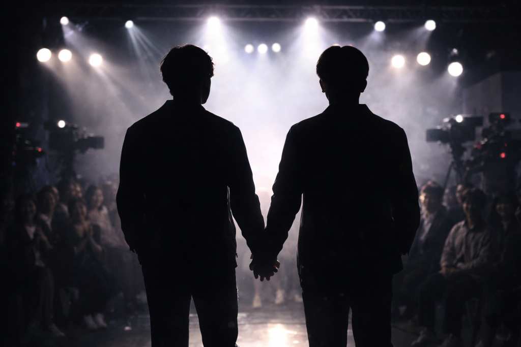 大西流星と原嘉孝のイベントをイメージしたスタジオ風シルエット画像