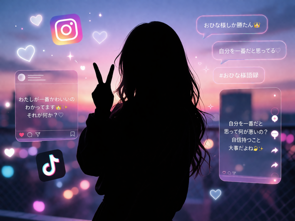 長浜広奈（おひな様）をイメージしたSNS風シルエット画像