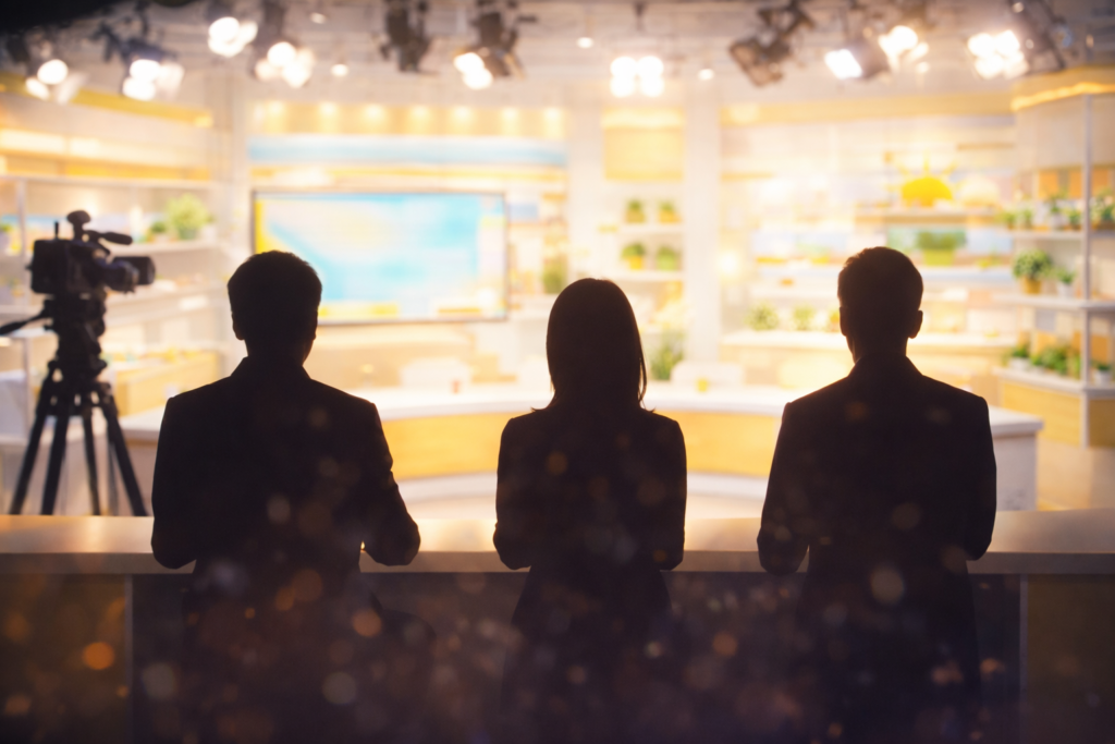 テレビ情報番組のスタジオをイメージしたシルエット画像
