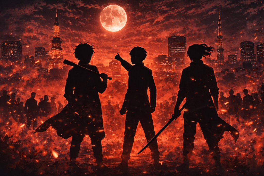 東京リベンジャーズ三天戦争編をイメージしたバトル風シルエット画像