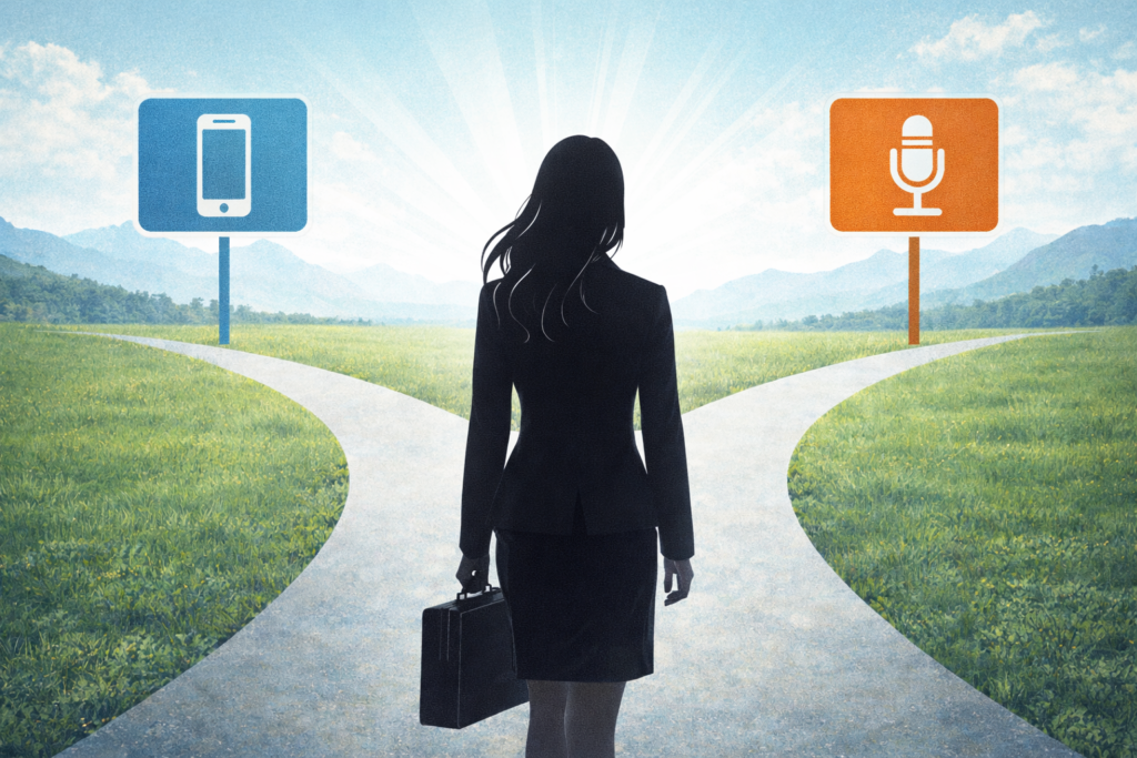 元アイドルの卒業後キャリアの分岐点をイメージしたシルエット画像